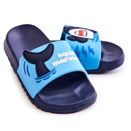 Chaussons Sharky enfant clair bleu et marine bleu marine