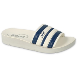 Les tongs pour enfants de la mousse Befado 067y003 rayés blanche