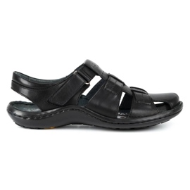Kampol Sandales cuir homme 220KAM noir