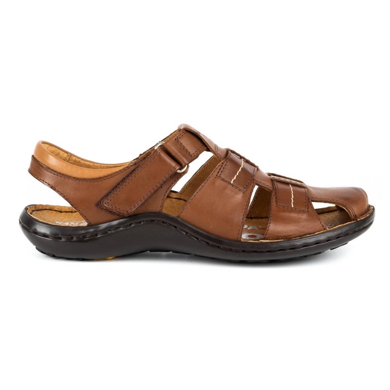 Kampol Sandales cuir homme 220KAM marron brun