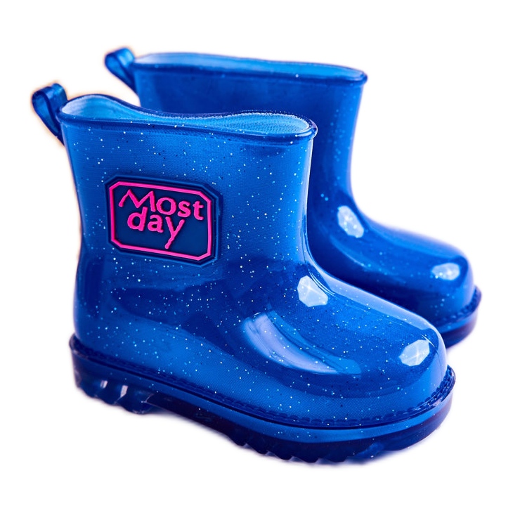 Bottes de pluie bleu marine pour enfant en brocart