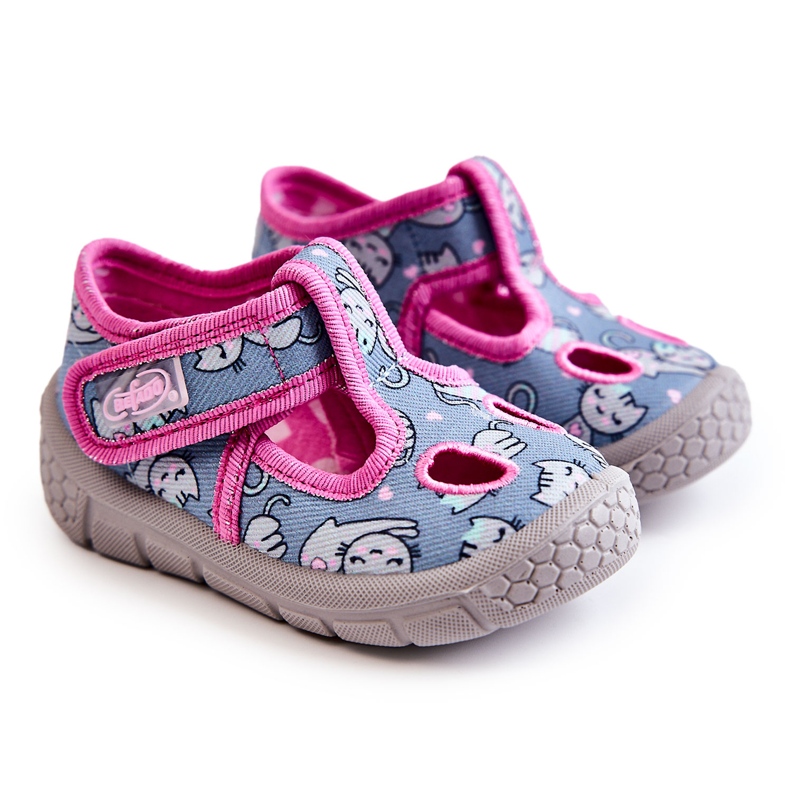 BEFADO S.A. Chaussons Befado Chats 533P014 Bleu-Rose