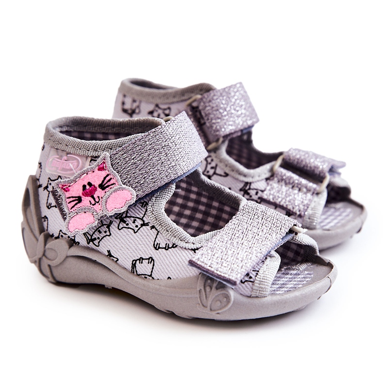 BEFADO S.A. Sandales Chaussons Befado Chats Velcro 242P102 Gris