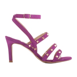 Marco Shoes Sandales en daim avec clous décoratifs violet rose