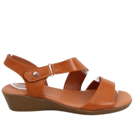 Sandales compensées basses Shara Camel brun