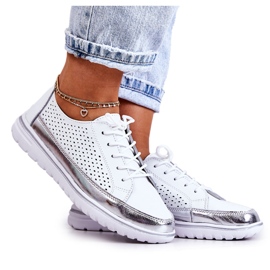Vinceza Chaussures ajourées pour femmes sur la plate-forme blanc Deloren argent