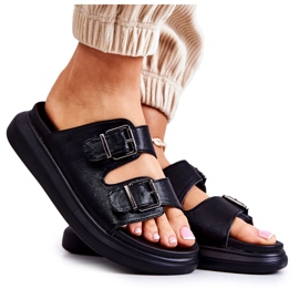 Chaussons Femme Cuir Avec Boucle La.Fi Noir Nariss le noir