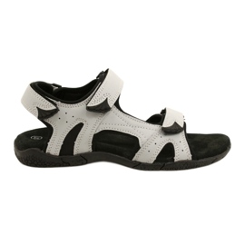 Sandales American Club HL53 / 22 avec un insert en cuir LT.Grey gris