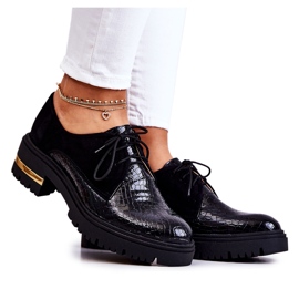 PA2 Chaussures en cuir pour femmes nouées noires Merevin