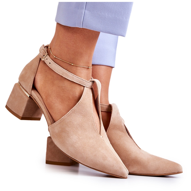 Escarpins à talon en daim Laura Messi 2309 Beige clair