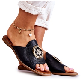 Chaussons à la mode en cuir Lewski Shoes 3132 / O Noir