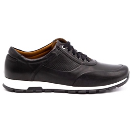 Olivier Chaussures décontractées en cuir pour hommes 902KNT noir