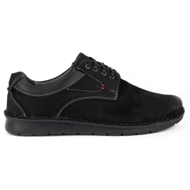 Kampol Chaussures homme cuir casual 13/3 nubuck noir