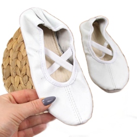 Ballerines en cuir sur élastiques, Nazo blanc blanche