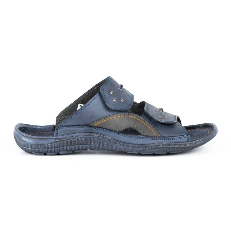 Olivier Chaussons cuir homme 335GT bleu marine