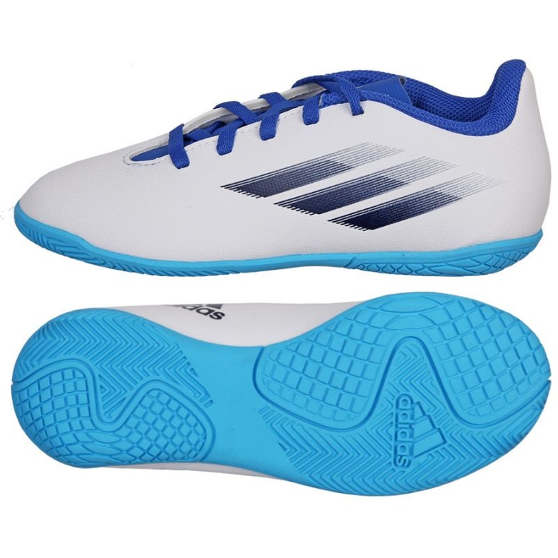 Chaussures de foot Adidas X Speedflow.4 In Jr GW7527 blanche blanche Chaussures de foot Adidas X Speedflow.4 In Jr GW7527 blanche blanche