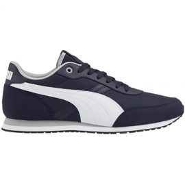 Puma St Runner Essential M 383055 04 blanche bleu marin Puma St Runner Essential M 383055 04 blanche bleu marin