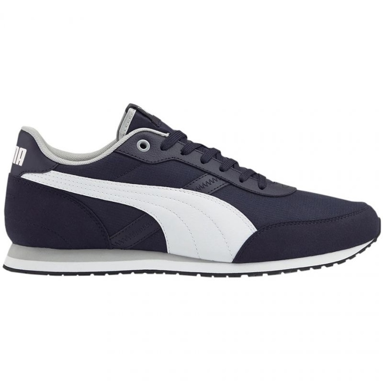 Puma St Runner Essential M 383055 04 blanche bleu marin Puma St Runner Essential M 383055 04 blanche bleu marin