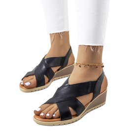 Sandales compensées noires de Grovas