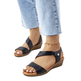 Sandales compensées noires de Souttar