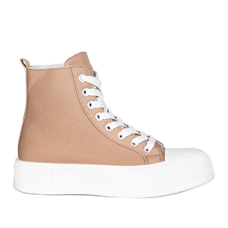 Baskets marron sur semelle haute Natasha beige