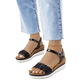 Sandales noires à bride décorative Kirk