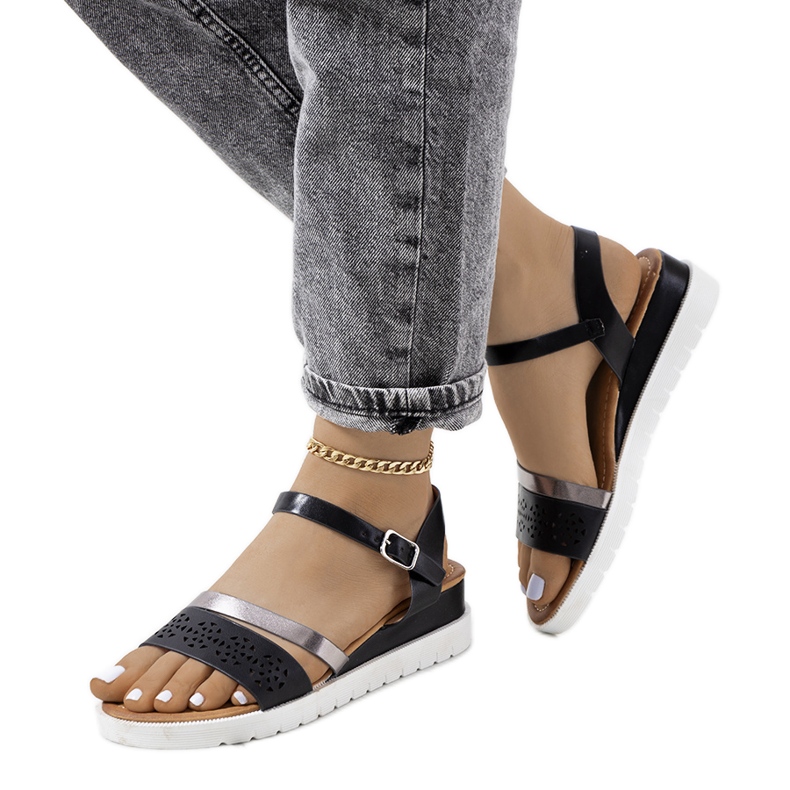 Sandales femme Cubbine noires le noir argent