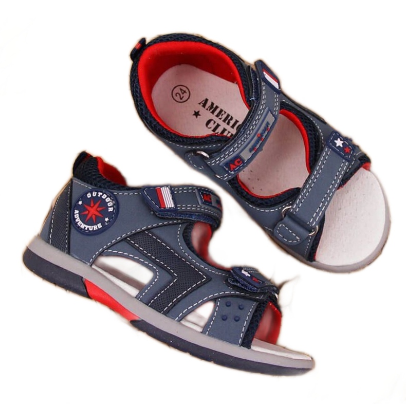 Sandales velcro American Club Jr AM825A bleu marine