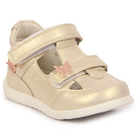 Chaussures ajourées velcro American Club Jr AM892A or d'or