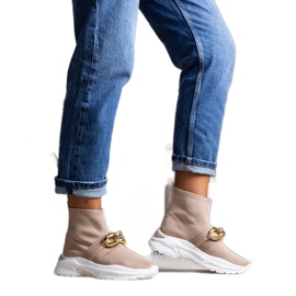 Baskets marron avec chaîne Taryn beige