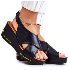 Vinceza Sandales pour femmes avec velcro noir Amaze