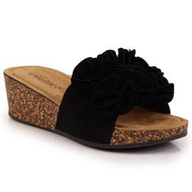 Chaussons compensés à fleurs eVento W EVE357A noir le noir