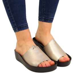 Chaussons compensés en cuir Filippo W PAW199B doré d'or