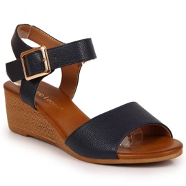 Sandales compensées Sergio Leone W SK376C bleu marine