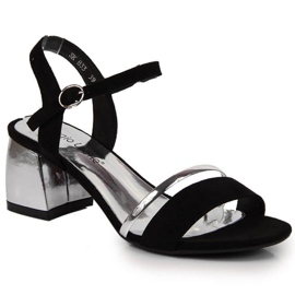 Sandales sur le poteau de Sergio Leone W SK372A noir et argent le noir