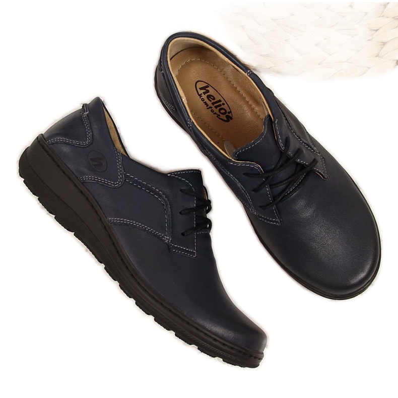 Chaussures confortables en cuir pour femmes, bleu marine Helios 715
