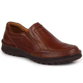 Chaussures pour hommes en cuir marron Łukbut 946 brun