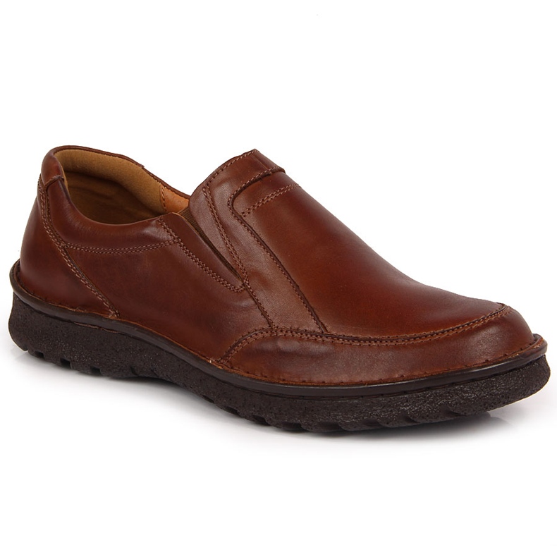 Chaussures pour hommes en cuir marron Łukbut 946 brun