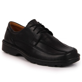 Chaussures en cuir noir pour hommes Łukbut 947 le noir