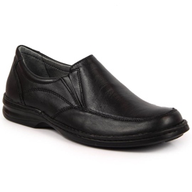 Chaussures confortables en cuir pour hommes noir Helios 871