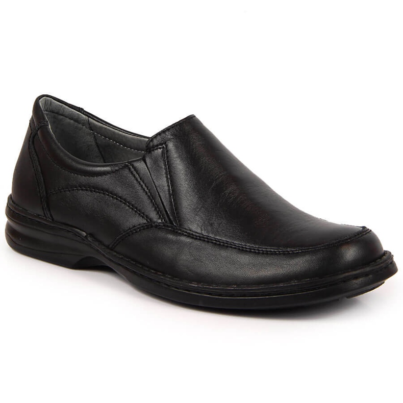 Chaussures confortables en cuir pour hommes noir Helios 871 le noir