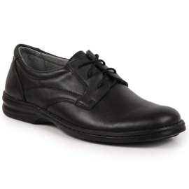 Chaussures confortables en cuir pour hommes noir Helios 872