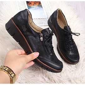 Chaussures en cuir glacé noir Helios 334 le noir