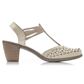 Sandales pour femmes en cuir, beige Rieker 40969-80