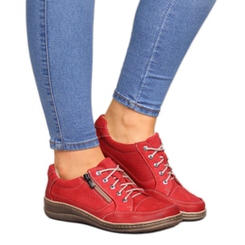 Chaussures femme en cuir avec fermeture éclair rouge Helios 357 Chaussures femme en cuir avec fermeture éclair rouge Helios 357