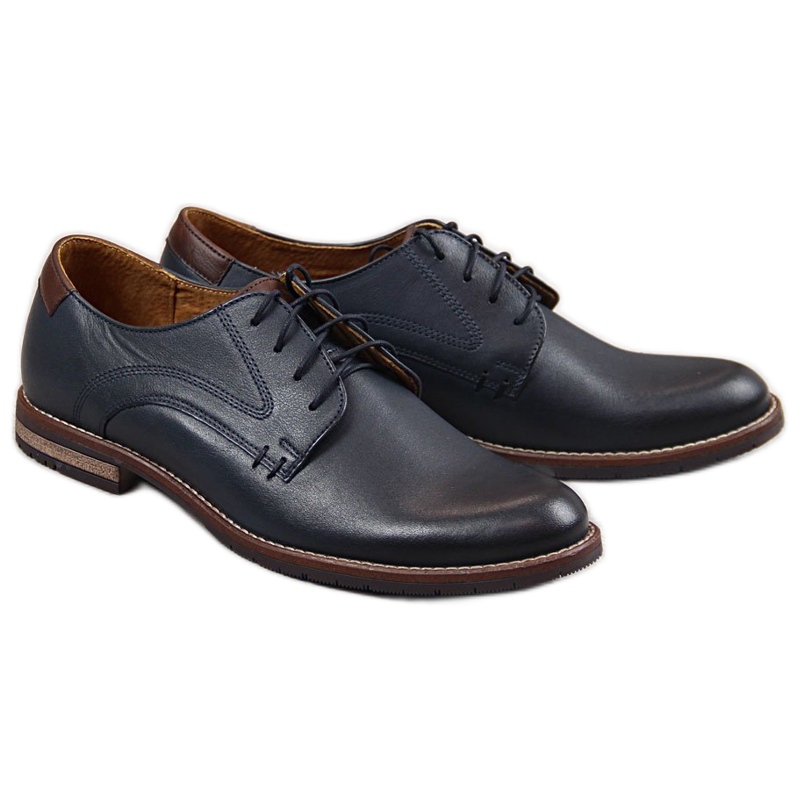 Chaussures homme en cuir, bleu marine Gregor 1836