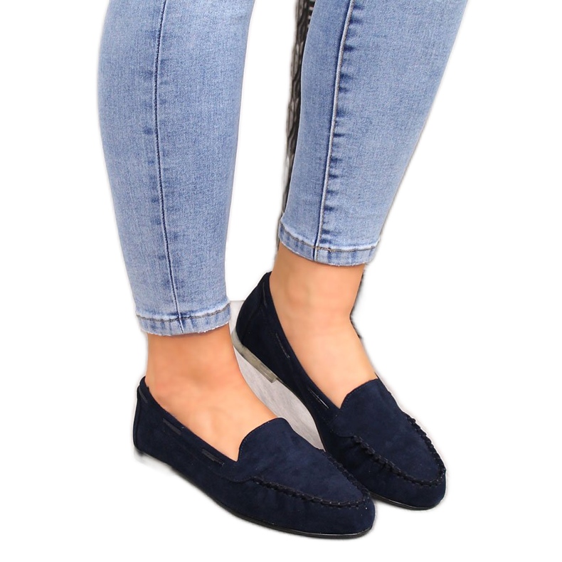 Mocassins femme en daim bleu marine Sergio Leone