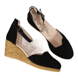 Sandales pour femmes en cuir sur un coin noir Filippo le noir