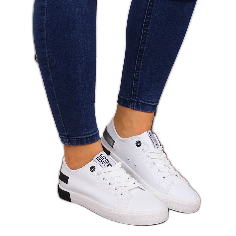 Low-top éco-cuir blanc Big Star FF274175 blanche Low-top éco-cuir blanc Big Star FF274175 blanche