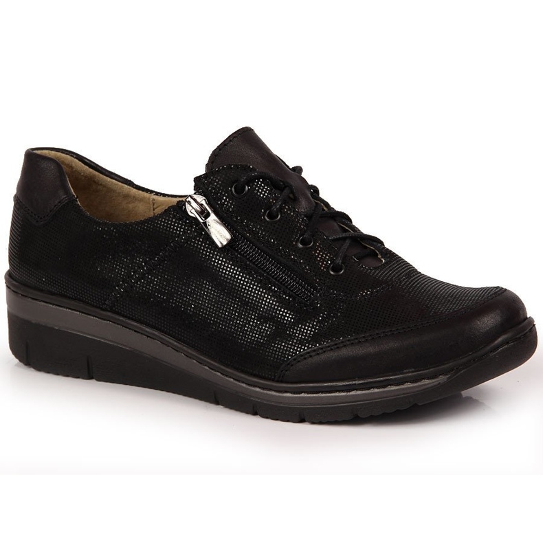 Chaussures en cuir glacé noir Helios 334 le noir